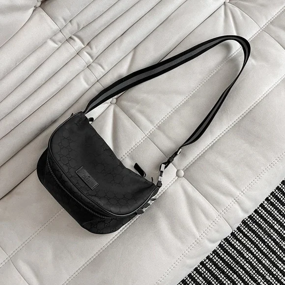 Rare Gucci Black Monogram Guccissima Belt Shoulder Bag Italy - Picture 5 of 14